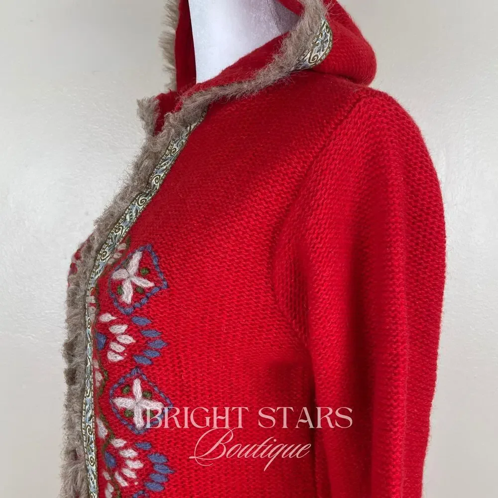 Rare Vintage Hooded Cardigan ASO Willow Rosenberg BtVS Red Embroidered Knit - Picture 10 of 14